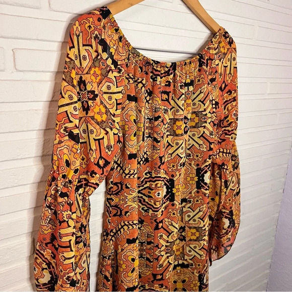 Truth NYC Orange Split Boho Sleeve Off The Shoulder Dress, Women’s Size Small - Picture 5 of 9